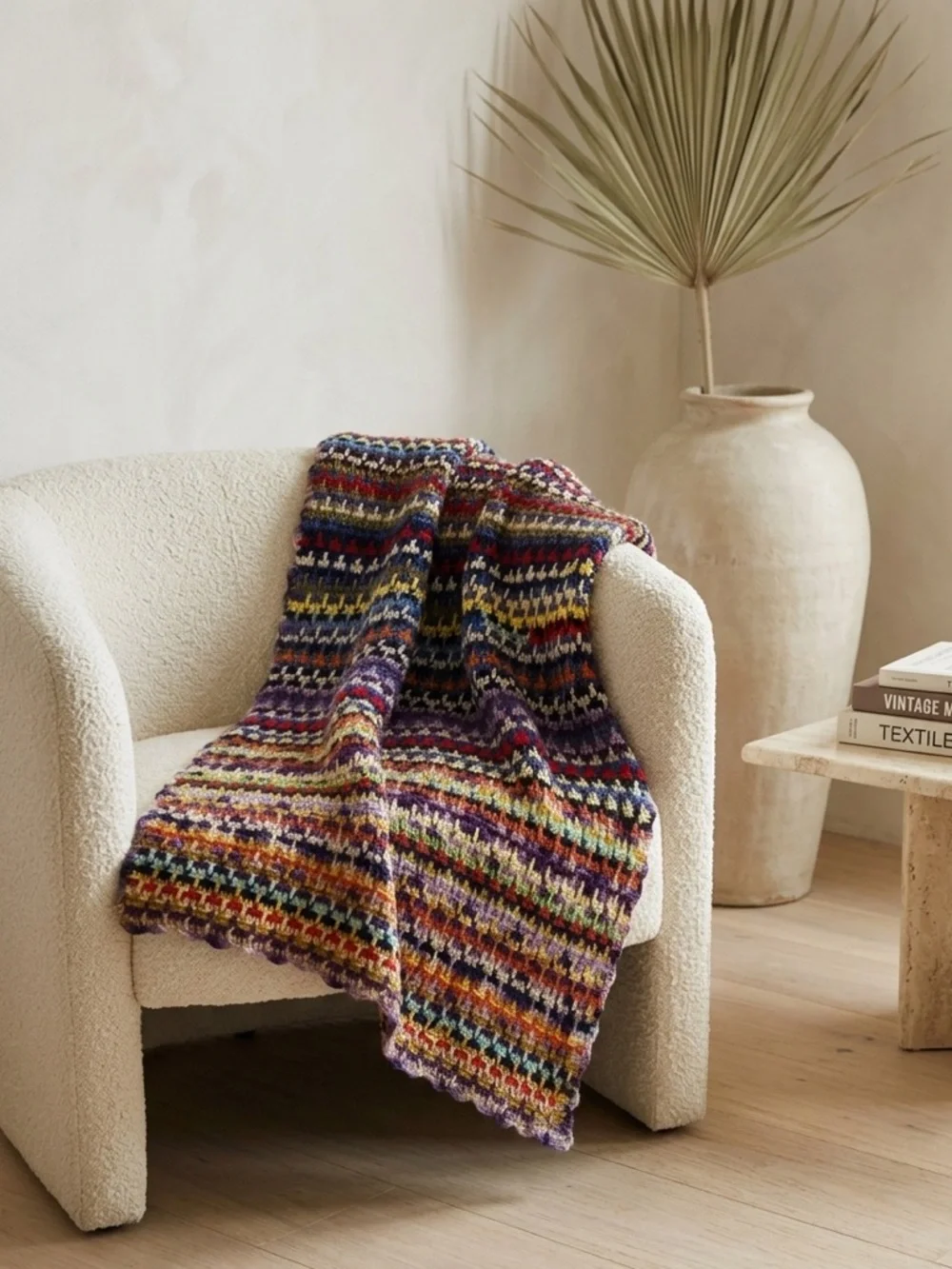 Rare Vintage 60s 70s Multicolor Crochet Afghan Psychedelic Scrappy Blanket Quilt